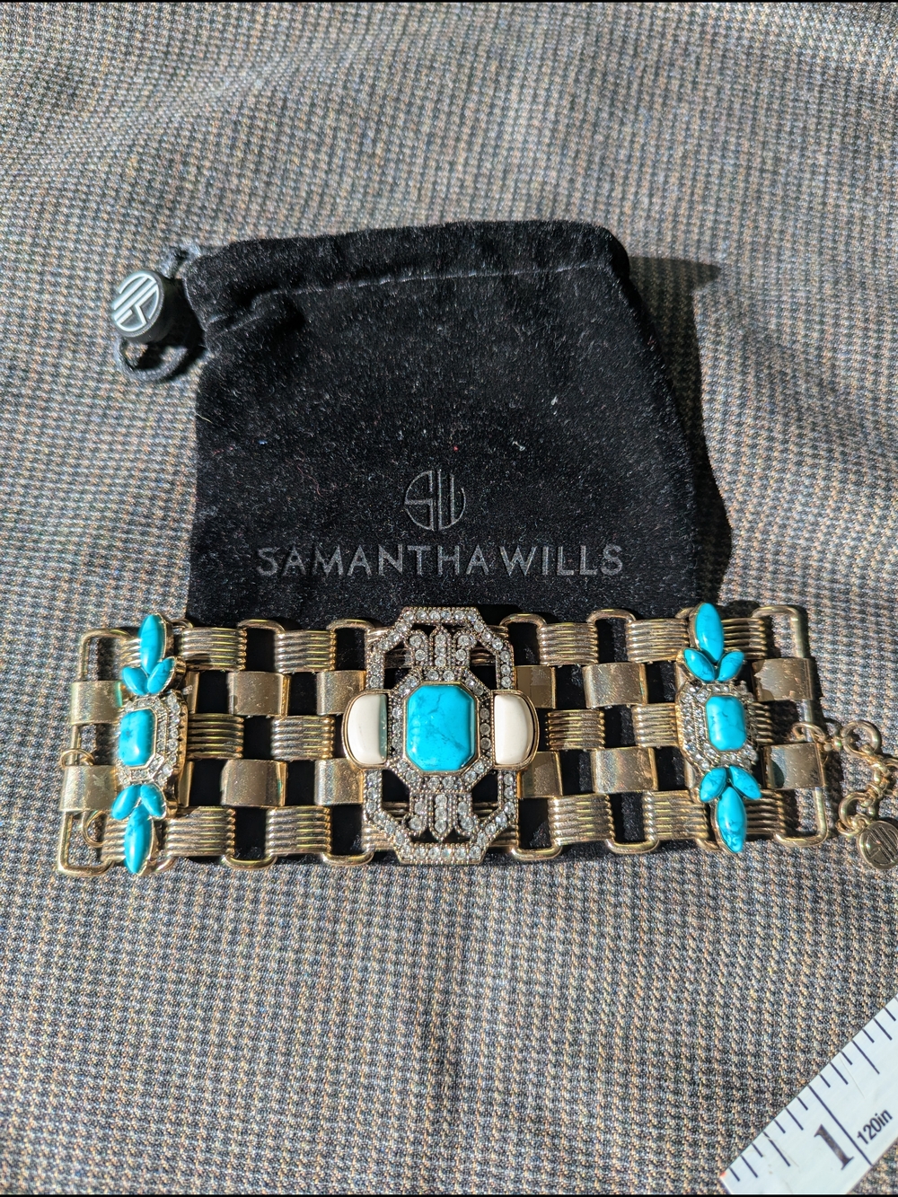 Samantha Wills Gold Bracelet with Turquoise & Cream Accents